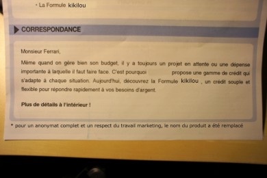 courrier type crédit