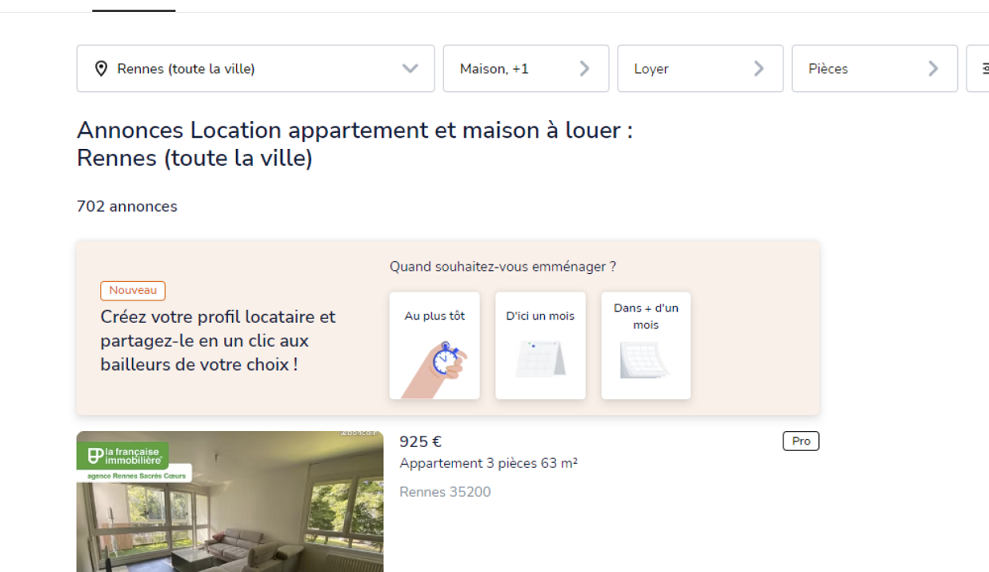 Annonces pour logements en location à Rennes sur Le bon coin