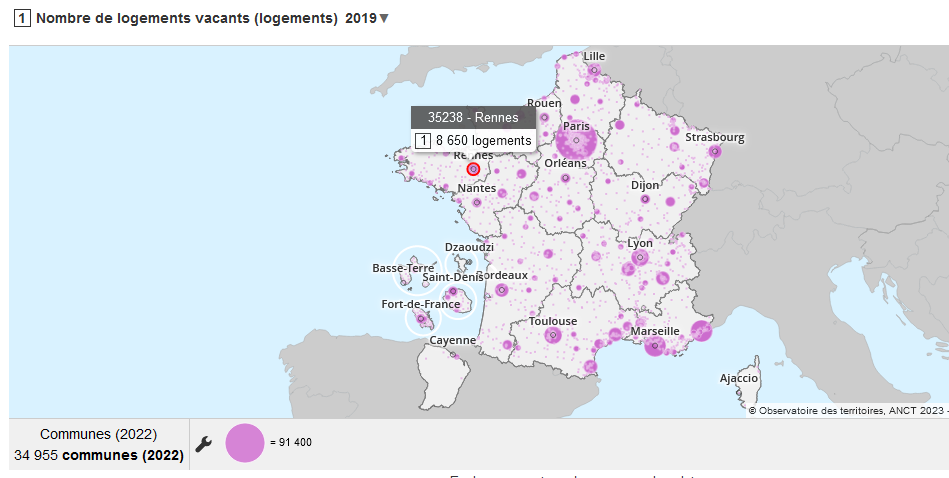 Nombre de logements vacants à Rennes en 2019