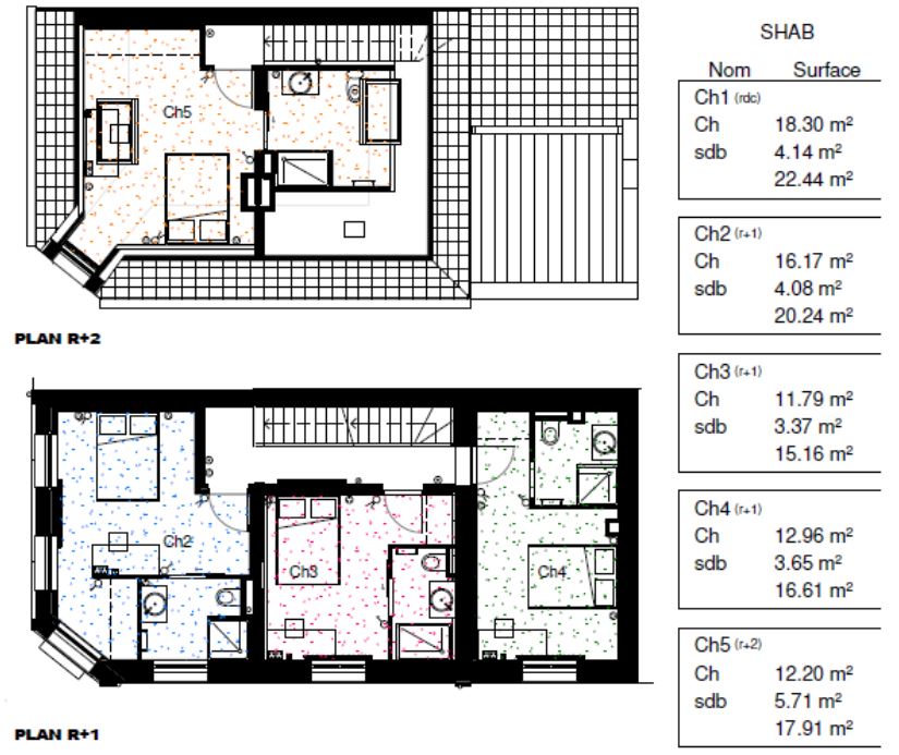 Plans d'une colocation dans une maison d'habitation rénovée