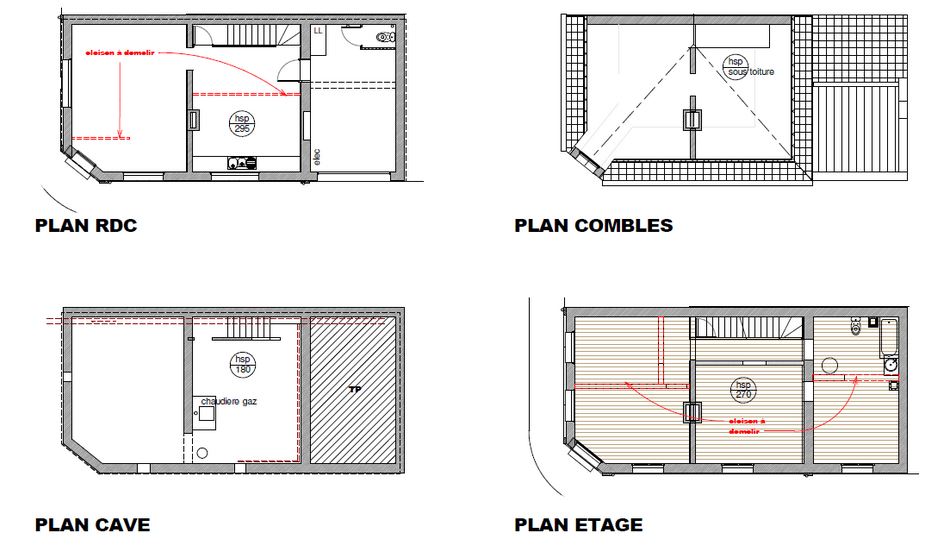 Plans avant travaux d'une maison achetée pour faire de l'immobilier locatif